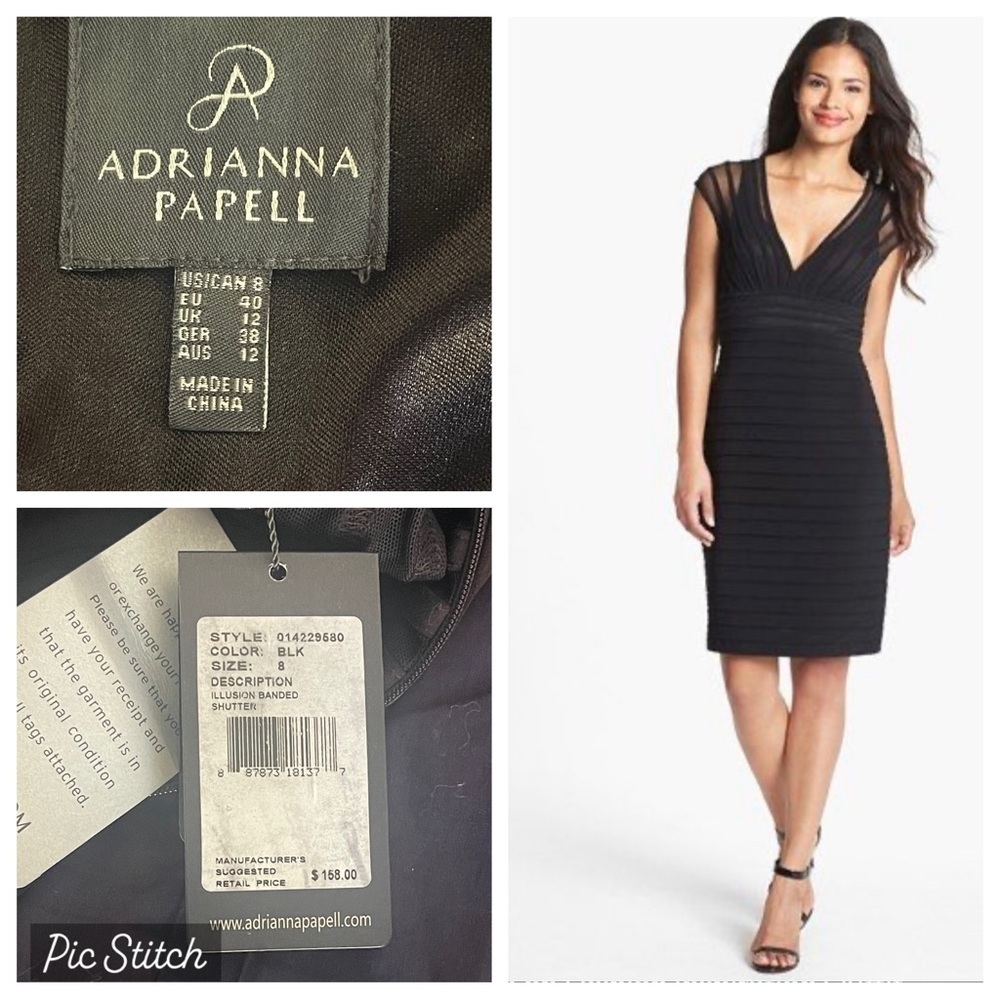 New! Adrianna Papell Shutter Pleat Jersey
Sheath Dress size 8